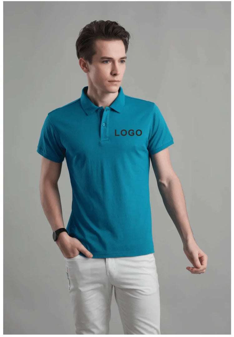 Polo traspirante con logo personalizzato Abbigliamento casual per gruppi aziendali Polo a maniche corte con risvolto Abiti da lavoro Stampa ricamo