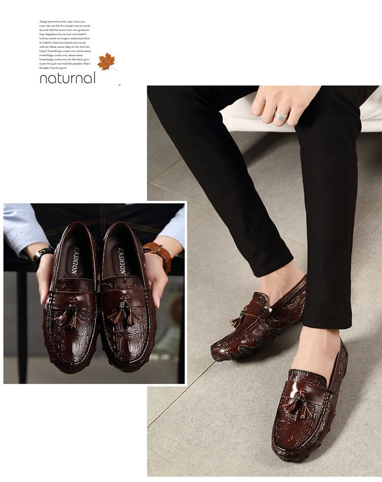 Mocassini da uomo di marca di lusso 2023 scarpe Casual in vera pelle mocassini con motivo a coccodrillo scarpe da uomo Plus Size 38-47 scarpe da guida