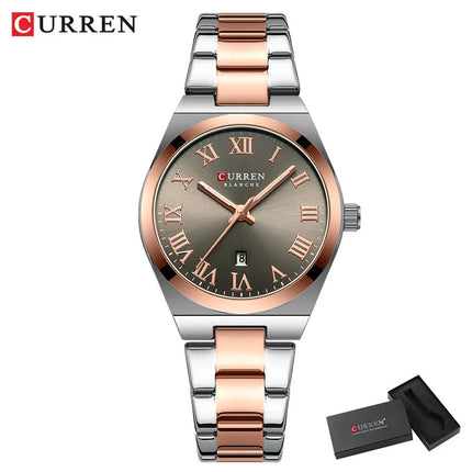 CURREN Orologio da donna, Orologi da donna, Orologi da donna, Abito alla moda impermeabile Bracciale in acciaio inossidabile Orologi analogici Data platinumshop