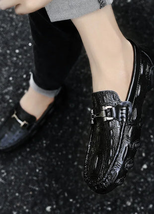 Scarpe Casual da uomo in vera pelle stile coccodrillo mocassini per scarpe comodi da uomo scarpe da uomo Casual Slip on semplici scarpe da guida