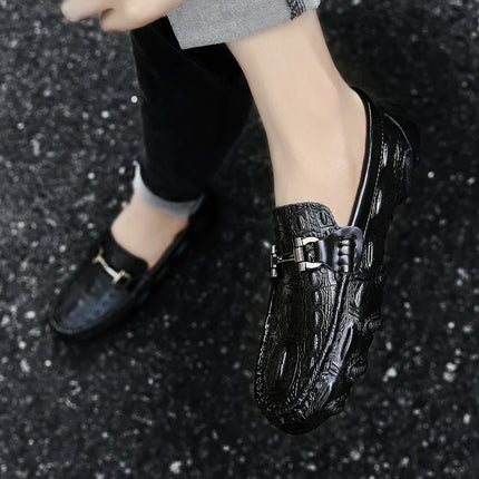 Scarpe Casual da uomo in vera pelle stile coccodrillo mocassini per scarpe comodi da uomo scarpe da uomo Casual Slip on semplici scarpe da guida