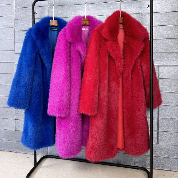 ZADORIN 100cm Long Fluffy White Black Faux Fur Coat Woman Clothing Winter Lapel Faux Fur Top Jackets for Women Jacket Outerwears