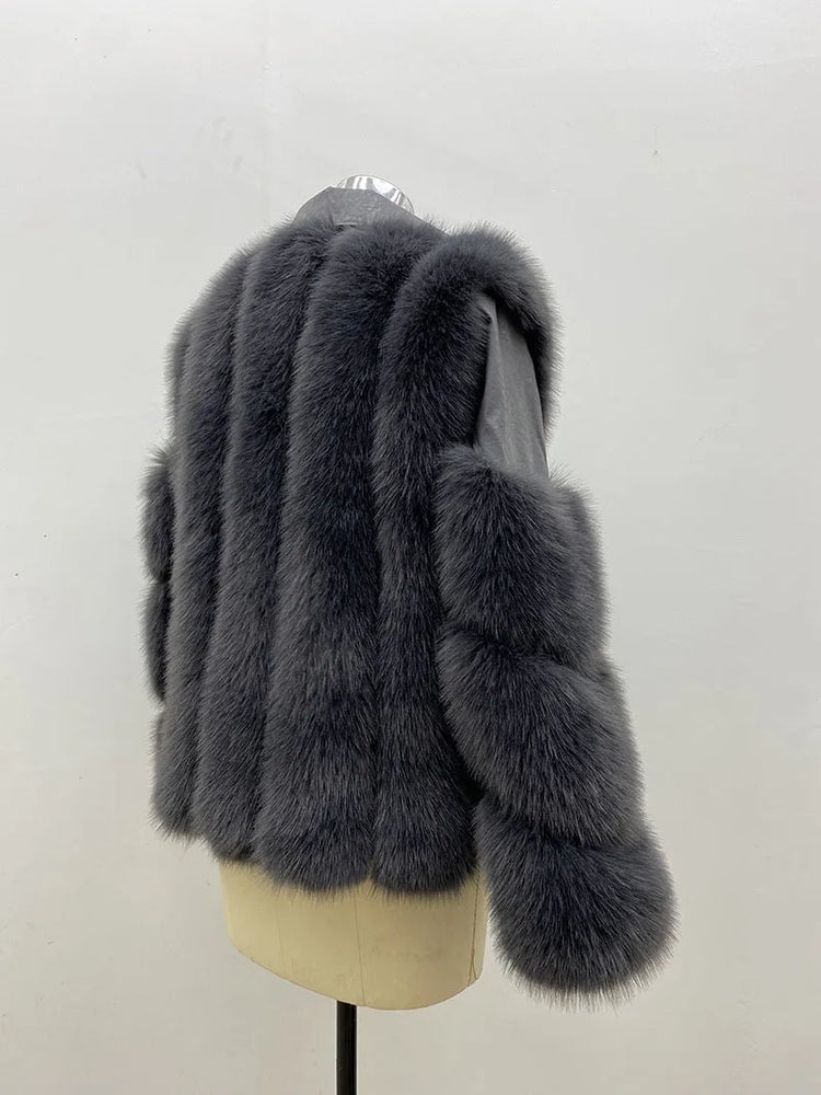 ZADORIN Top Fashion Luxury FAUX Fox Fur Coat Motorcycle PU Leather Turn Down Collar Warm Faux Fur Jacket Women Autumn Winter New