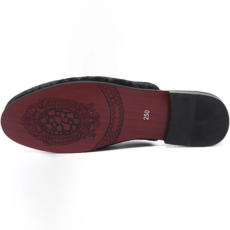 Pantofole antiusura in pelle da uomo Mocassini slip-on in velluto Scarpe da mulo alla moda