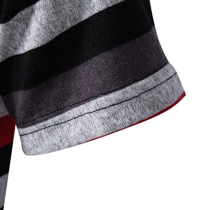 Men's Summer Short Sleeve Polo Shirts, Striped Lapel Collar T-shirts, T19