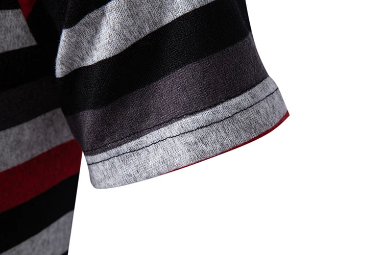 Polo da uomo estive a maniche corte, magliette con colletto a risvolto a righe, T-shirt T19