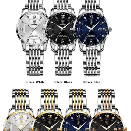 POEDAGAR Orologio da donna di lusso Orologio da donna impermeabile in acciaio inossidabile con data luminosa Orologi al quarzo da donna semplici e casual alla moda platinumshop