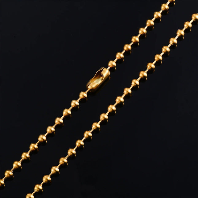 Accessori per gioielli con collana di perline rotonde con catena a sfera in acciaio inossidabile color oro da 1,2 mm-4.0 mm per pendente PlatiNum