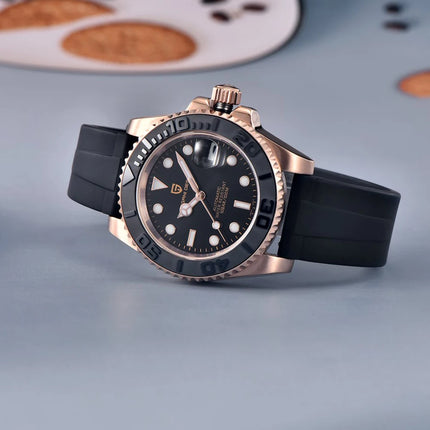 Orologio sportivo di lusso PAGANI DESIGN da uomo, meccanico automatico, con ghiera in oro rosa, luce notturna, orologio regalo alla moda per uomo + scatola