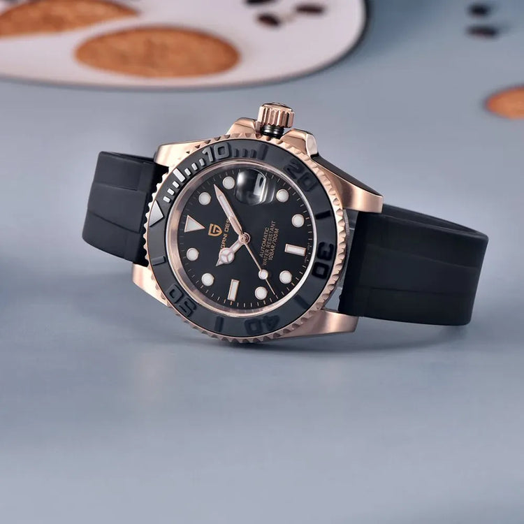 Orologio sportivo di lusso PAGANI DESIGN da uomo, meccanico automatico, con ghiera in oro rosa, luce notturna, orologio regalo alla moda per uomo + scatola