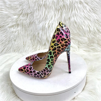 Moda Leopard Print 8cm 10cm 12cm Décolleté Donna Punta a punta Stiletto Sexy Celebrity Night Club Party Scarpe col tacco alto di grandi dimensioni platinumshop