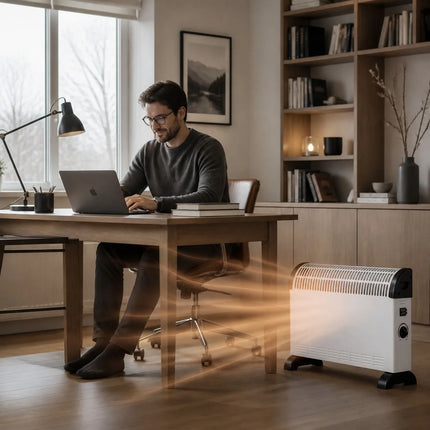 2000W Electric Convection Heater with Adjustable Thermostat and 3 Power Levels, Silent Low-Consumption Heater for Wall or Floor