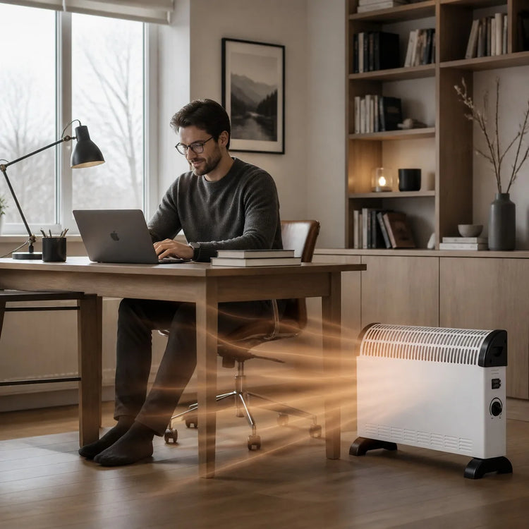 2000W Electric Convection Heater with Adjustable Thermostat and 3 Power Levels, Silent Low-Consumption Heater for Wall or Floor