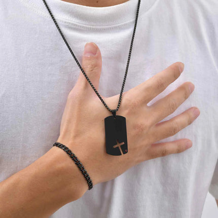Vnox Set di 2 Pezzi Collana con Ciondolo e Bracciale da Uomo, Set di Gioielli in Acciaio Inossidabile Colore Nero Oro Argento, Regali di Gioielleria alla Moda platinumshop