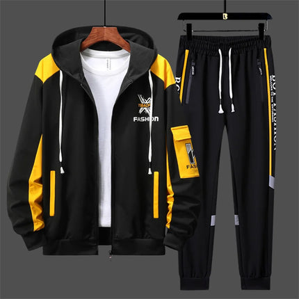 2027 New Style Men Cardigan and Pants Casual 2 Piece Set Sportswear Spring and Autumn Men's Clothing Printed Tracksuits Hoodies