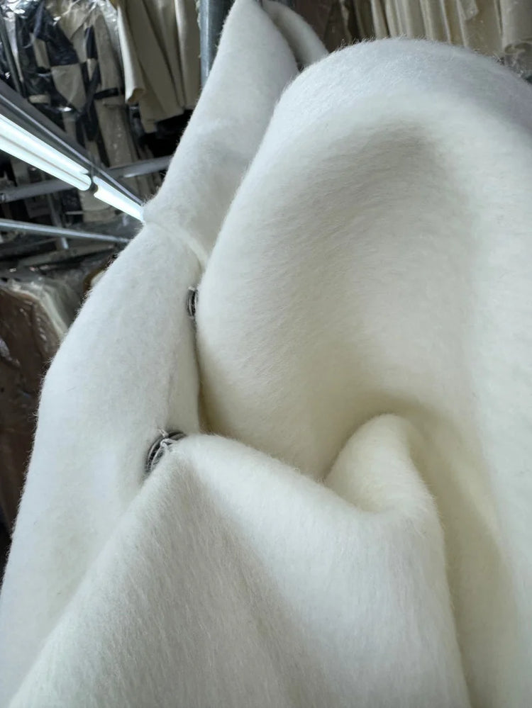 Newest Luxury Coffee Scarf Collar Wool Coat Women Loose Elegant Ladies Autumn Winter Jacket Causal Handmade Women's Jacket2025