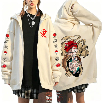 Gaara Naruto anime 2026 new spring and autumn fashion Harajuku men's trend Y2K casual sportswear women's couple style Coat