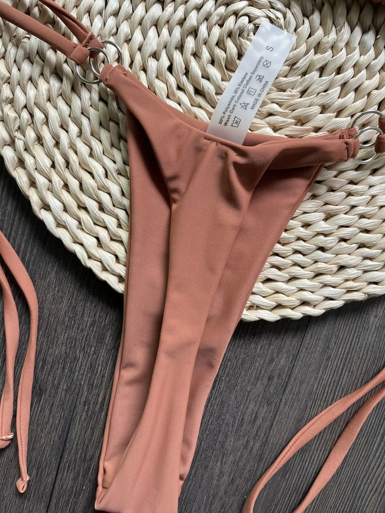 RUOTONGSEPT Sexy Halter Satin Bikini brasiliano Donna Costumi da bagno Costume da bagno femminile Bikini a due pezzi Bagnante Costume da bagno Swim PlatiNum