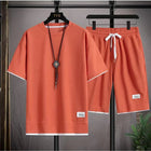 Waffle manica corta e pantaloncini estivi da uomo in due pezzi tuta sportiva Casual da uomo comodi pantaloncini freschi Set oversize platinumshop