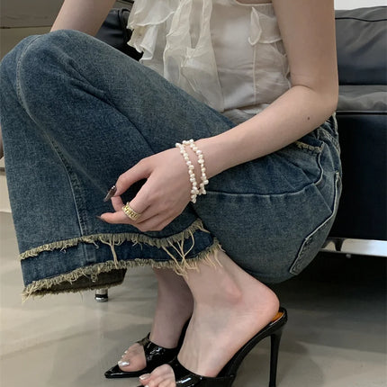 Hlieny 2026 Summer Fashion Stiletto Heels Women's Pointed Slippers Banquet Dress Sandals Party Wedding Mule Presentations Game Manufacturers Shoes