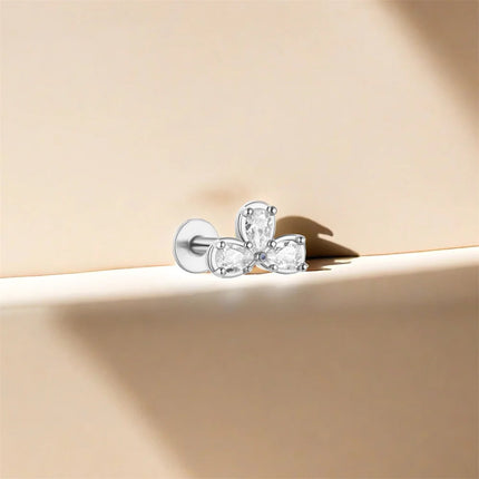 AIDE Heart Round Ball Flat Helix Piercing Earring 925 Sterling Silver Ear Studs Geometric Zircon Exquisite Trinket Studs Aretes PlatiNum