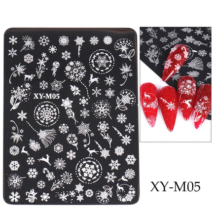 1 PC Nail Stamping Plates Christmas French Xmas Steel Printing Stencil Snowflakes Nail Stamp Templates Nail Art Manicure Tools