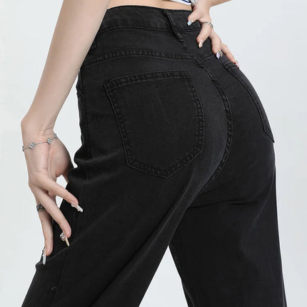 Nuova estate morbida Lyocell Jeans donna blu kaki bianco vita alta dritto sottile gamba larga pantaloni in denim Y2k abbigliamento femminile allentato 2XL