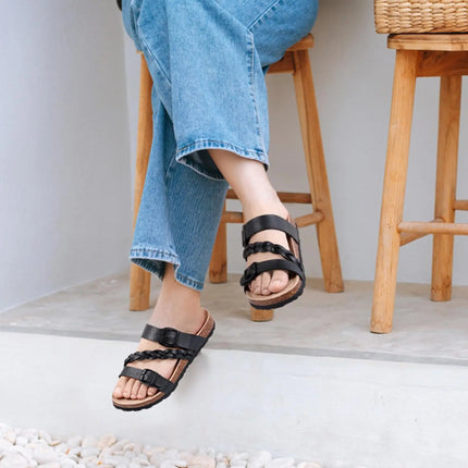 Crestar Sandali con pedana in sughero da donna Sandali scorrevoli slip-on con fibbia alla moda da donna Nuove pantofole comode estive con supporto per l'arco plantare