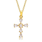 Danity Cubic Zirconia Cross Pendant Necklace for Women, Stainles Steel Chain Adjustable PlatiNum