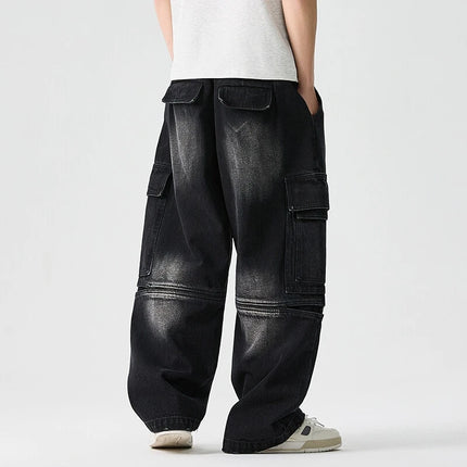 Pantaloni in denim Pantaloni casual alla moda stile americano da uomo Pantaloni larghi da uomo Hip Hop Jeans oversize Pantaloni in vita elastica da uomo