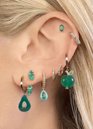 925 Sterling Silver Needle Green Zircon Gold Earrings Heart Hoop Earrings for Women Delicate Stud Earrings Luxury Jewelry Gifts PlatiNum