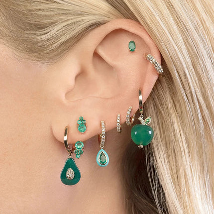 925 Sterling Silver Needle Green Zircon Gold Earrings Heart Hoop Earrings for Women Delicate Stud Earrings Luxury Jewelry Gifts PlatiNum