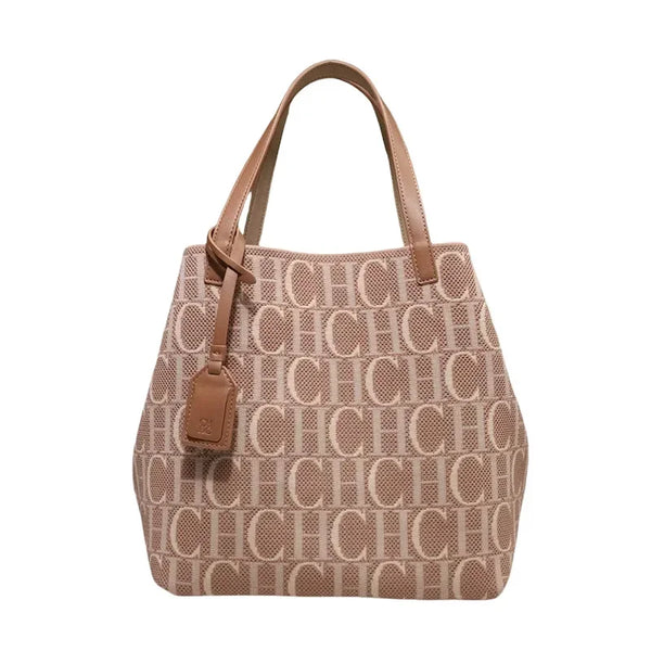 Borsa da viaggio semplice per pendolari alla moda di marca Borsa a secchiello classica retrò di grande capacità in tinta unita Borsa alla moda Carolina Herrera