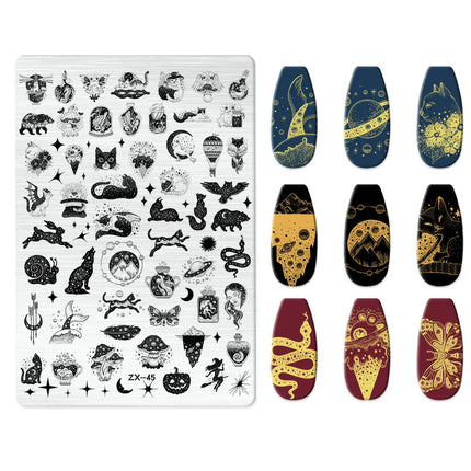 Flowers Love Nail Stamping Newspaper Splice Theme Irregular Stamping Plates Letter Nail Art Printing Stencil Tool Big Size Tools