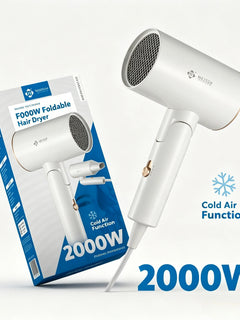 Foldable Hair Dryer 2000W High Power Portable Travel Hair Dryer Cold Air Function 220‑240V For Home Hotel Household Use