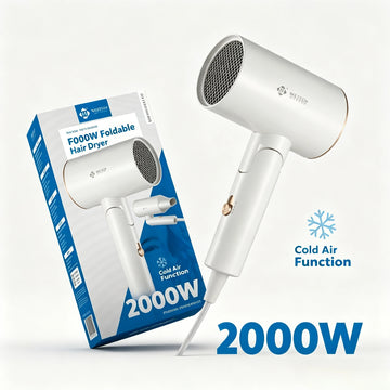 Foldable Hair Dryer 2000W High Power Portable Travel Hair Dryer Cold Air Function 220‑240V For Home Hotel Household Use