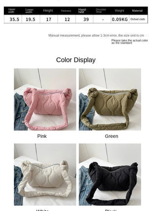 Puffer Shoulder Bag for Women Soft Down Cotton Padded Tote Handbag Purse Quilted Cross Body Bag Solid Color Bubbles Cloud Bag PlatiNum