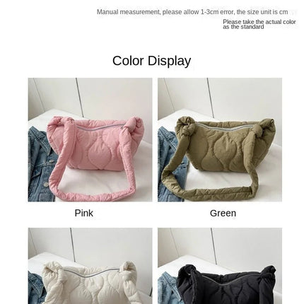 Puffer Shoulder Bag for Women Soft Down Cotton Padded Tote Handbag Purse Quilted Cross Body Bag Solid Color Bubbles Cloud Bag PlatiNum