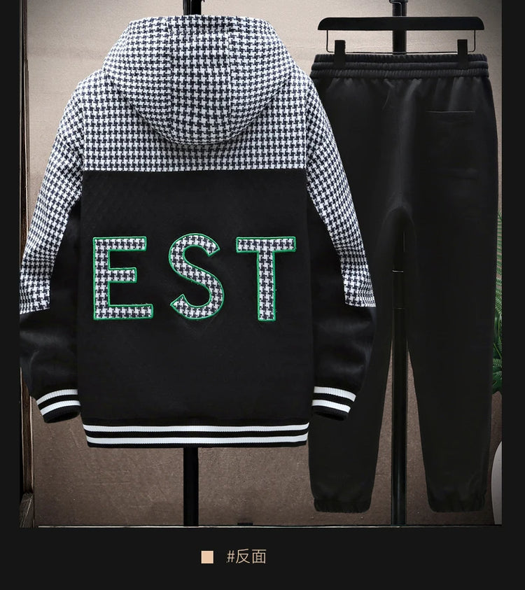 Winter Men's Sets Tracksuit Men Wool Hooded Sweatshirt Thicken Warm Sportswear Male Casual Suit Two Piece Sets