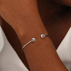 Stainless Steel Solid Ball Necklace for Women Punk Silver Color Adjustable Opening Necklace Bracelet Jewelry Accessories Gift PlatiNum