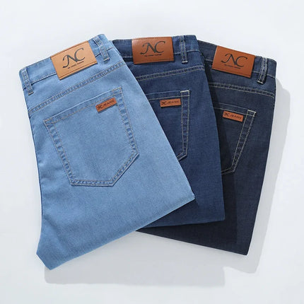 Pantaloncini jeans da uomo estivi sottili in Lyocell Blu Grigio Stile classico Elasticità Pantaloncini di jeans casual da lavoro leggeri e dritti da uomo