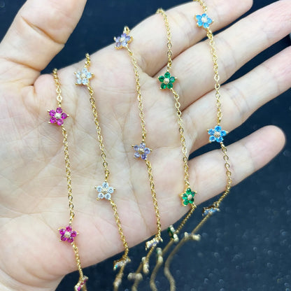 Moda colorata cubic zirconia 5 pezzi collana di fiori per le donne girocollo catena clavicola regali di gioielli da sposa