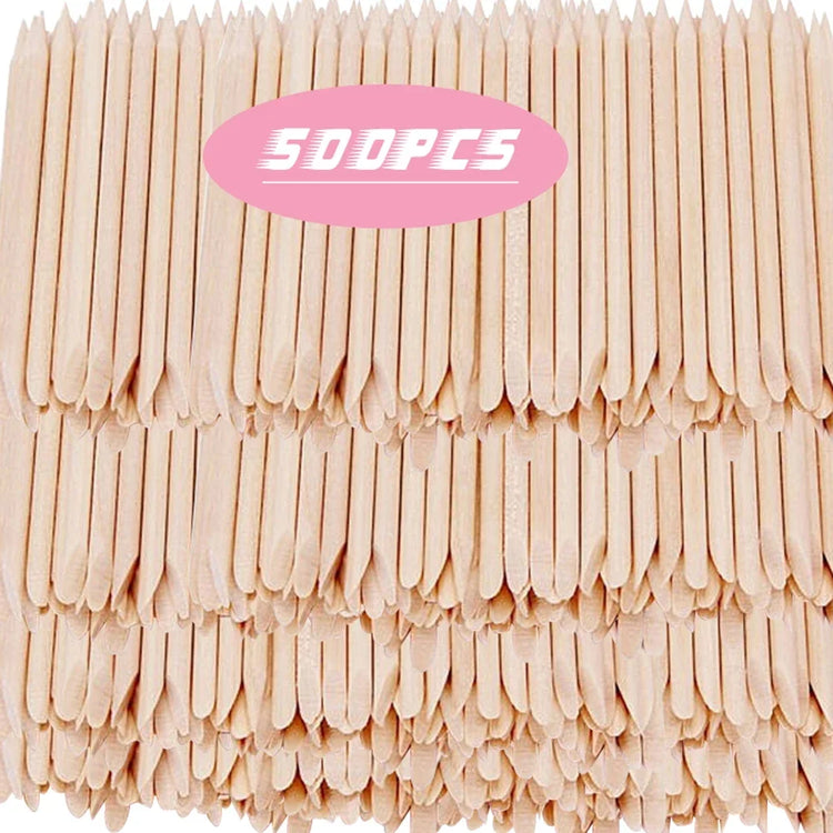 500/100Pcs Orange Wood Sticks for Nails BULK Double Sided Cuticle Pusher Remover Nail Art Manicure Pedicure Tool for Manicure Pe 2028