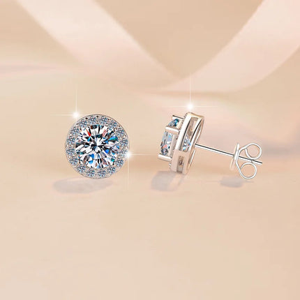 New 925 Sterling Silver 2ct Moissanite Earrings for Women Exquisite Student Girlfriend Wedding Engagement Jewelry Fashion Gift PlatiNum
