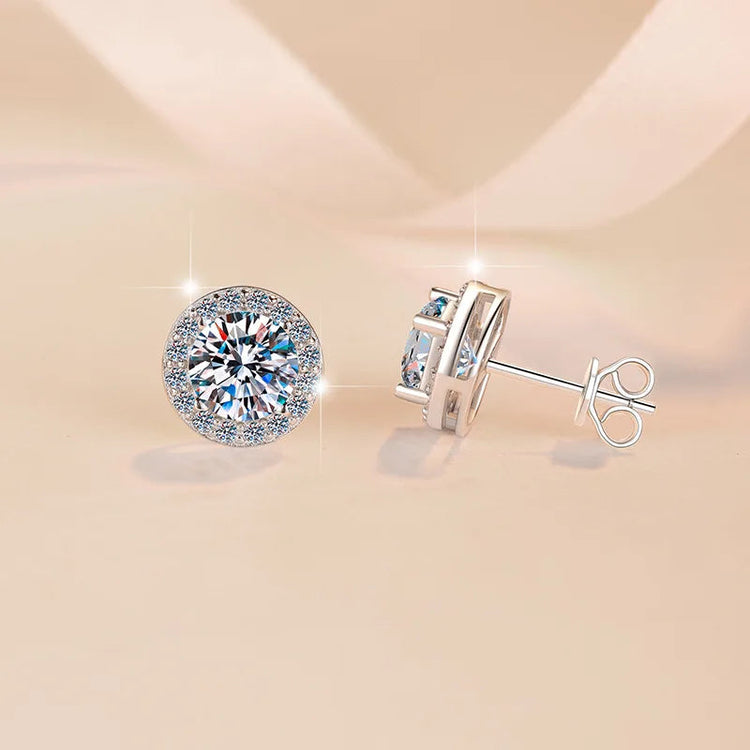 New 925 Sterling Silver 2ct Moissanite Earrings for Women Exquisite Student Girlfriend Wedding Engagement Jewelry Fashion Gift PlatiNum