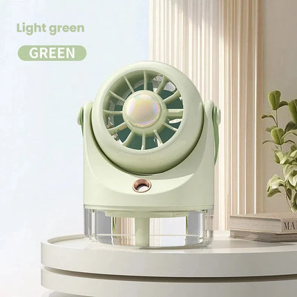 Ventilatore Portatile da Tavolo con Nebulizzatore d'Aria Fredda, Ricarica USB, Raffreddamento ad Acqua, Ventilatore Turbo con Umidificazione, Compatto Ventilatore Personale con Nebbia