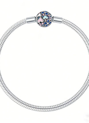 Nuova Serie di Bracciali a Osso di Serpente in Argento Puro 925% con Charm 'Amore Eterno' e Catena di Sicurezza, Gioielli da Donna PlatiNum