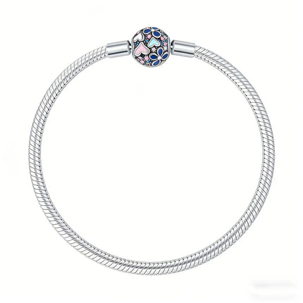 Nuova Serie di Bracciali a Osso di Serpente in Argento Puro 925% con Charm 'Amore Eterno' e Catena di Sicurezza, Gioielli da Donna PlatiNum