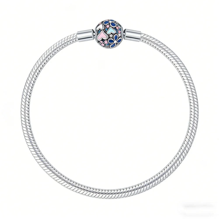 Nuova Serie di Bracciali a Osso di Serpente in Argento Puro 925% con Charm 'Amore Eterno' e Catena di Sicurezza, Gioielli da Donna PlatiNum