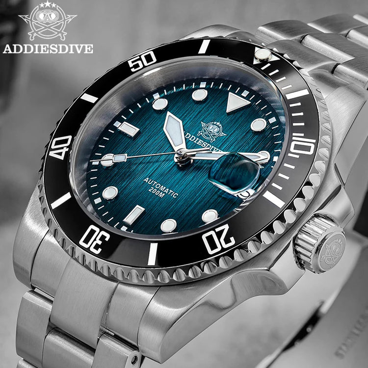 ADDIESDIVE Watch for Men Sapphire AR Coated Automatic Wristwatch 200m Waterproof  Super Luminous 8215 Mechanical Watches New